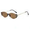 2024 New modern retro high-end tea-colored narrow-framed small brown sunglasses for women with round faces to make them look slimmer. Cat-eye sunglasses Item Picture